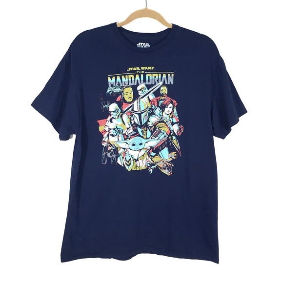 Star Wars The Mandalorian Navy Blue T-shirt, Men's Large, Like New - Picture 1 of 5